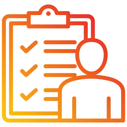 Icon of a person next to a checklist with three checked items, representing a freelance digital marketing consultant in Calicut.